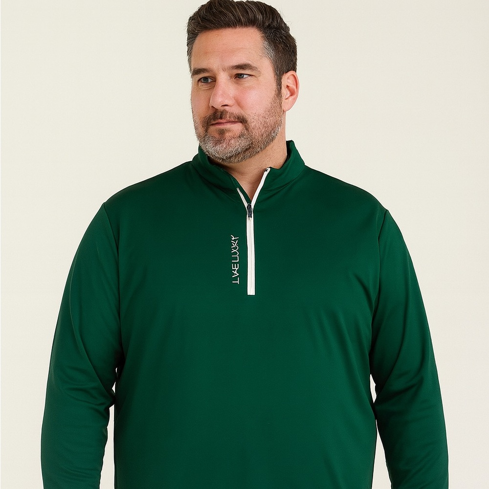Live Lucky Green Men's QuarterZip  Sweatshirt